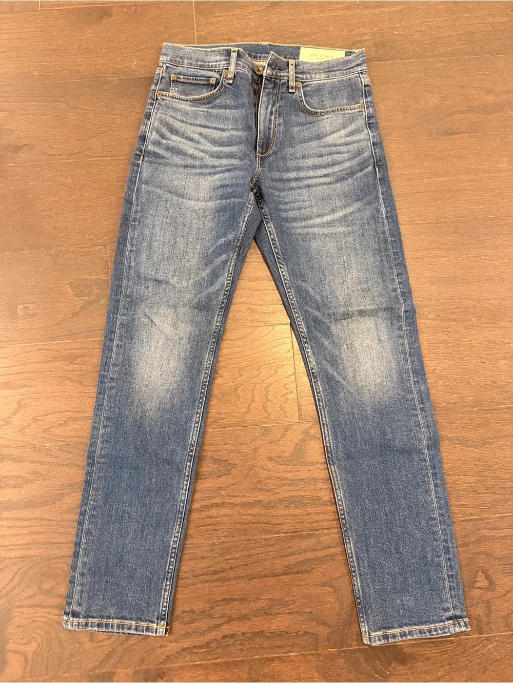 rag & bone Men's Slim Straight Jeans in Medium Blue Wash